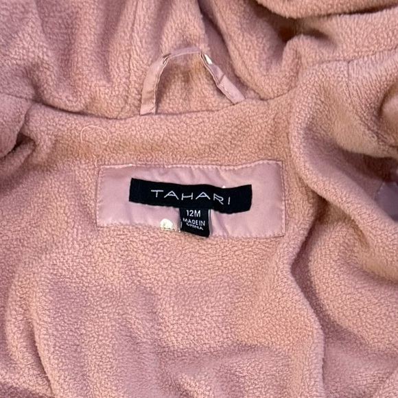 Tahari baby girls Jacket Pink & gold hearts Puffer Coat with Hood size 12 months - Picture 2 of 8